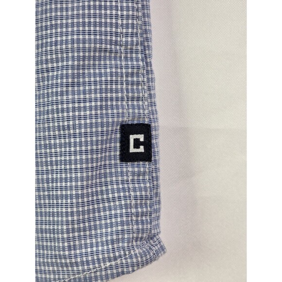 Chaps Men’s Size Medium Poplin Stretch‎ Blue White Checkered Shirt Sleeve Shirt - Picture 4 of 7